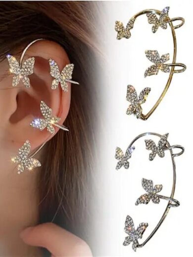 Butterfly artificial Rhinestones Ear Clip