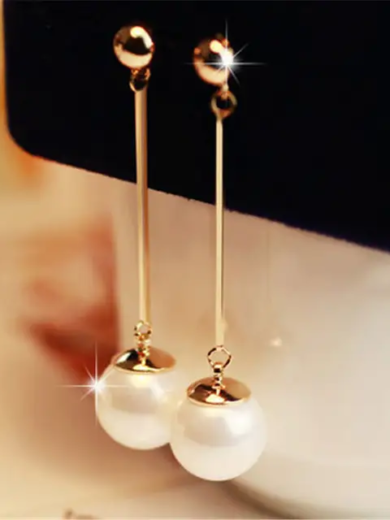 Korean Design Long Pearl Drop Earring For Girls & Womens