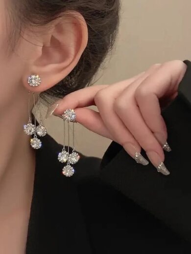 White crystal stone work korean design earring for girls & womens