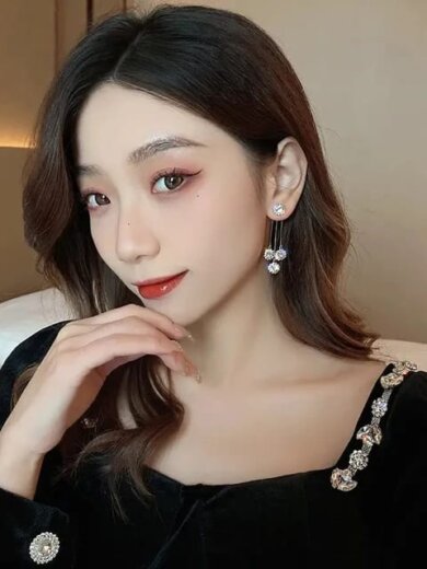 White crystal stone work korean design earring for girls & womens