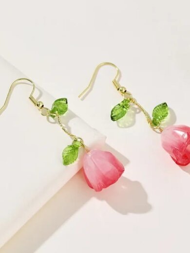 Pink rose shape beautiful korean earring for girl & womens