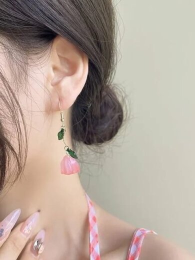 Pink rose shape beautiful korean earring for girl & womens