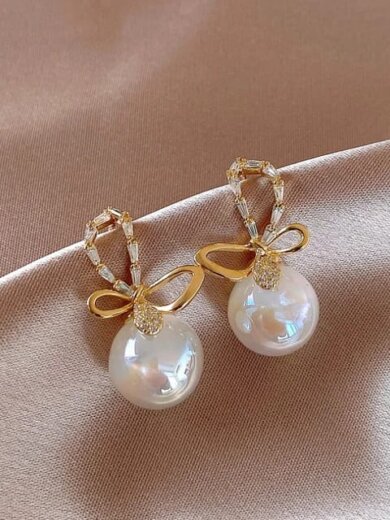 White pearl work korean design earring for girls & women