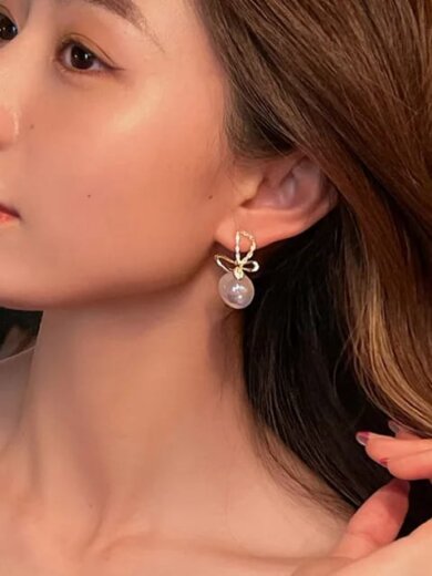 White pearl work korean design earring for girls & women