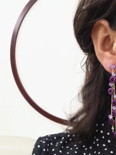 Purple flower shape long korean earring for girls & womens