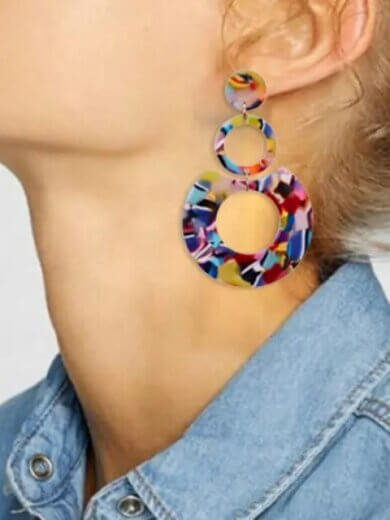 Round shape multicolour unique korean earring for girls & womens