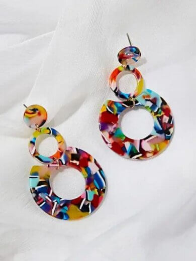 Round shape multicolour unique korean earring for girls & womens