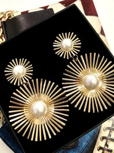 Sunflower shape gold plated beautiful korean earring for girls & womens