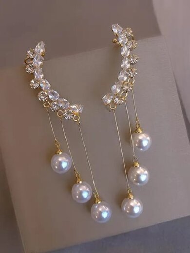 White crystal work beautiful korean ear cuff for girls & womens