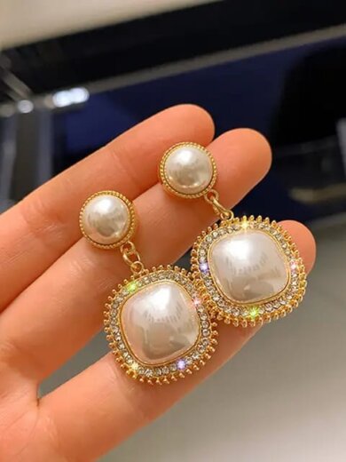 White beautiful unique korean design earring for girls & womens