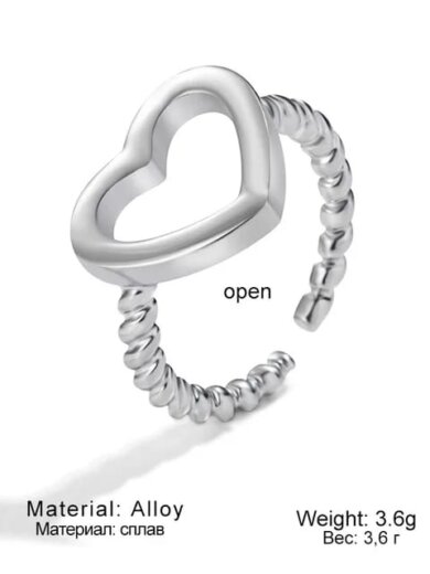 Love shape silver plated korean design ring 2 / per set for girls & womens