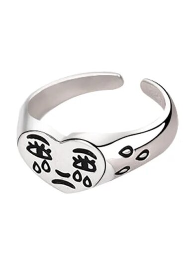 Silver plated love shape ring 2 piece per set for girls & womens